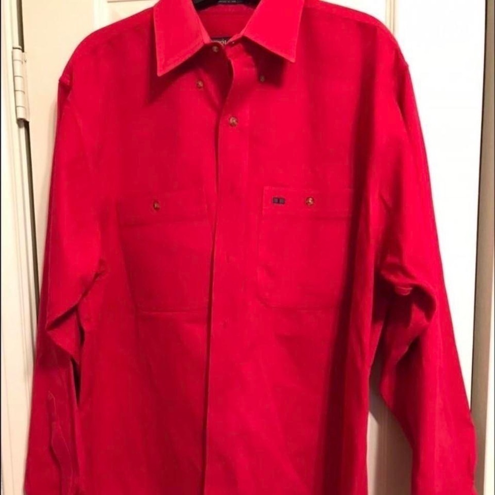 VINTAGE 80S ALEXANDER JULIAN COLOURS BUTTONDOWN RED SHIRT CASUAL